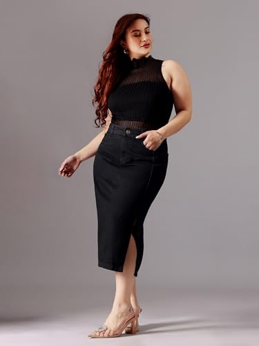 Image of Miss Chase A+ Women's Regular High Rise Above Knee Stretchable Denim Shorts & Skirts
