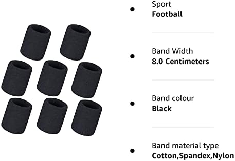 8 Pcs Sweet Wristbands, Thicken Black Wristbands Protective Elastic Sports Wrist Sweat Bands for Tennis, Basketball, Running, Gym