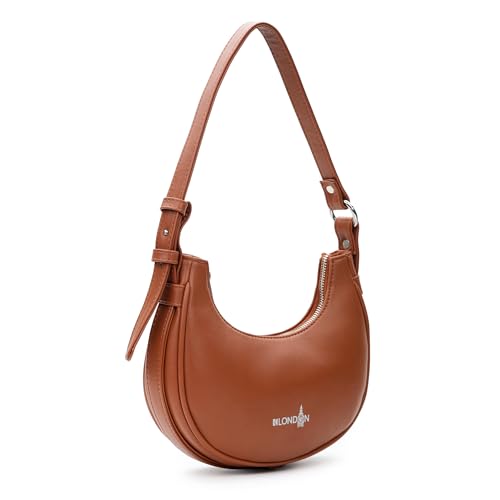 Image of K London Women's Vegan Leather Half Moon Bag | Stylish Black Shoulder Hobo | Compact Baguette Purse for Office, Casual, Party & Travel Use