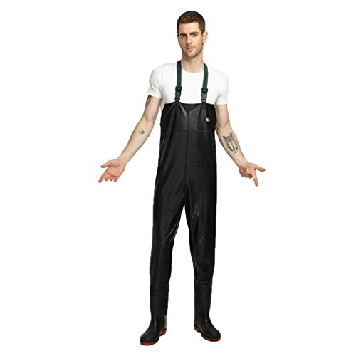 Guiran Vadeadores de Pesca con Botas Impermeables Waders Transpirables Pantalones para Hombre Mujer Negro 45CM