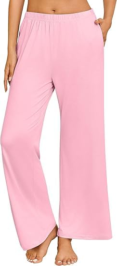 Gsnoniwi Damen Flanell Schlafhose Lange Pyjama Hose | Weicher Anime Karikatur Stoff | Bequeme Kawaii Hausbekleidung für Erwachsene | Rosa Katzen Muster