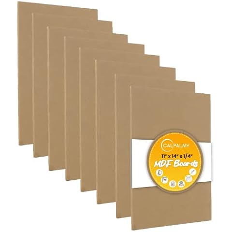 (8-Pack) CalPalmy 11” x 14” MDF Boards - 1/4” Thick Boards for Carpentry, Interior Design, Hobby Crafts, and More - with Smooth, Unfinished Sides and Sanded Edges Cover