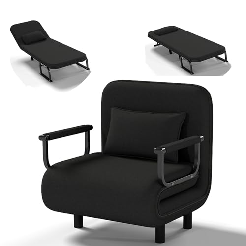 Poltrona letto singolo multifunzionale – Dotata di schienale regolabile, questa poltrone sofa divano trasformabile offre il massimo comfort per leggere, rilassarsi o guardare la TV. Il cuscino incluso funge da guanciale o supporto lombare.
