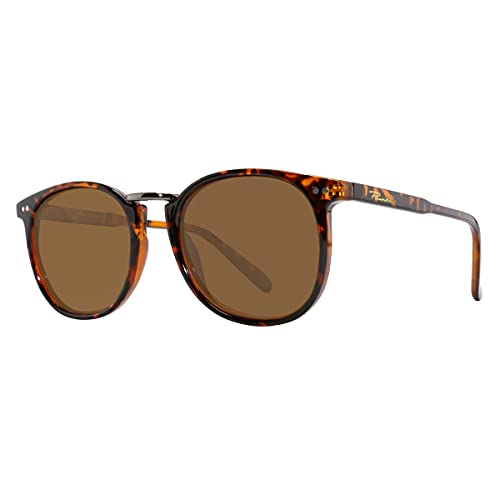 Piranha Fleming Women's Polarized Sunglasses with Round Demi Frames and Brown Lens