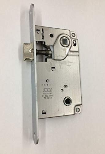 Serrure modèle « Centre » AGB entrée 50 mm. Cadre haut pour salle de bain de 6 mm, finition chrome satiné, façade de 22 x 196 mm Cover