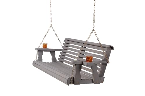 Amish Casual 4 Foot Roll Back Porch Swing with Cup Holders in Sem...