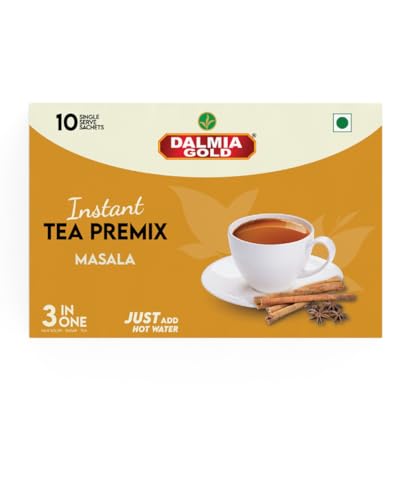 Image of Dalmia Gold Instant Tea Premix - Masala Flavour - Regular Sugar (14 Grams * 10 Sachets) (Makes 100Ml) | Masala Tea Powder | Premix Tea | Masala Chai| Desi Chai