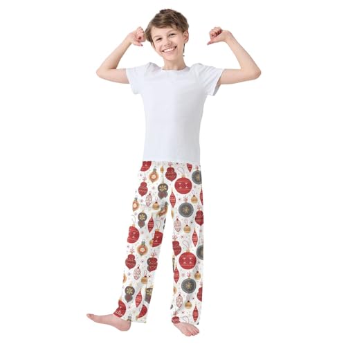 Merry Christmas Balls Boys Long Pants Soft Trousers Elastic Waist Kids Lounge Bottoms with Pockets S-XL2