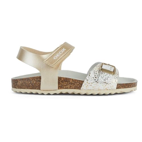 Geox J Adriel Girl C Sandales Fille, Blanc Platine, 35 EU