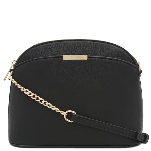 Image of FashionPuzzle Faux Leather Small Dome Crossbody Bag with Chain Strap