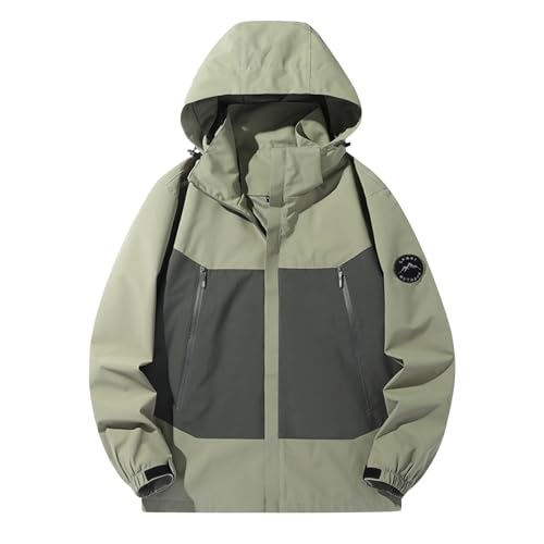 Chaquetas impermeables para mujer, con forro, ligera, con capucha, para lluvia, ligera, color crema, talla grande, chaquetas de invierno para mujer, verde, XL