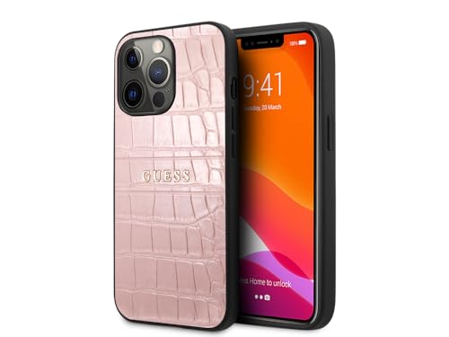 Guess GUHCP13LPCRBPI Coque pour iPhone 13 Pro / 13 6,1" Rose Croco Strap Collection