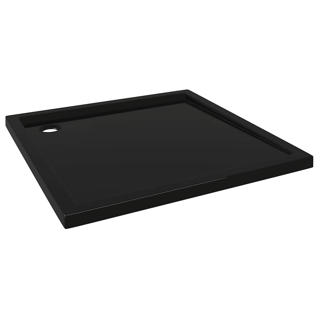 Piatto doccia 80 x 80 cm, quadrato, nero, piatto doccia in ABS rinforzato, design lucido, per bagno moderno