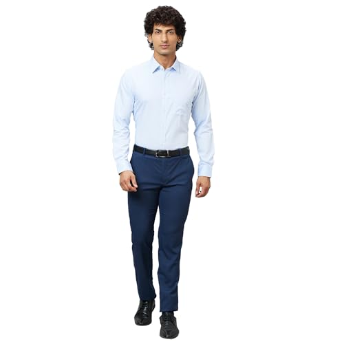 Image of Raymond Men's Pure Cotton Structure Pattern Slim Fit Semi Cutaway Collar Full Sleeve Formal Shirt