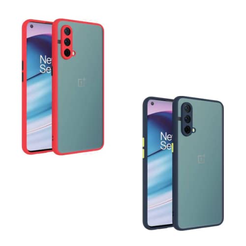 OnePlus Nord CE Smoke Silicone Back Matte Cover Case Full Body and Camera Protection Back Cover Case Anti-Slip Grip and Anti Dust Red + Blue Combo by Rakesh Mobile