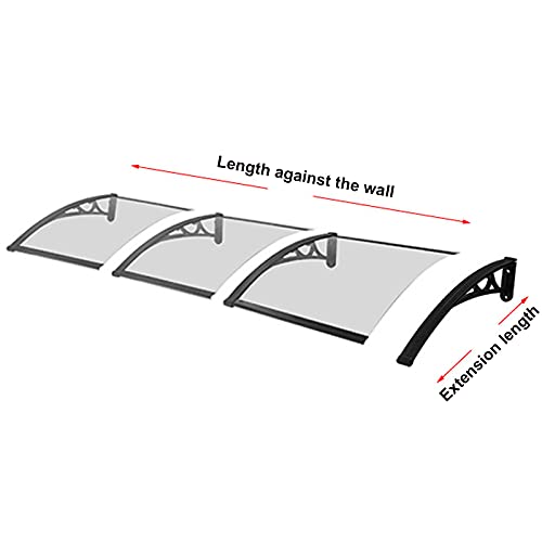 Front Door Canopy,Curved Window Door Canopy,Aluminum Alloy Overdoor Awning Canopies,Polycarbonate Roofing Sheets,for Front & Back Door Porch,Multiple Size,Depth 60cm,80cm (80x240cm/31"x94")
