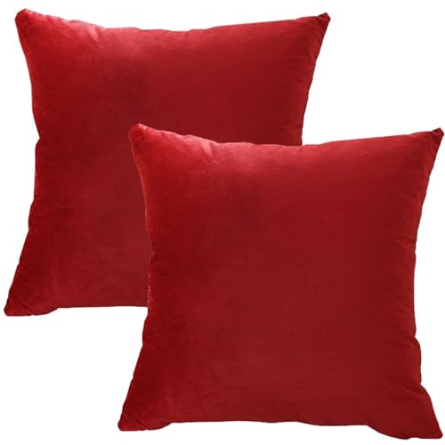 Housse de coussin en coton et polyester rouge avec fermeture invisible 65x100 cm