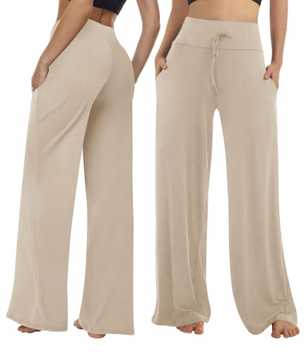 Image of ZOOSIXX Soft Black Pajama Pants for Women, Wide Leg Pants Woman Flowy Comfy Casual Lounge Yoga Capri Pants 22 inch / 30 inch