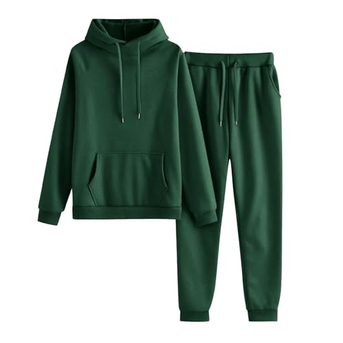 Womens 2 Piece Outfits Lounge Hoodie Sweatsuit Sets Oversized Sweatshirt Baggy Fall Sweatpants Pockets Loungewear Joggers Winter Outfits Vacation Spring Sweat Comfy Matching Athletic Clothing Green 3X