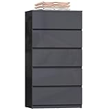 SPÉCIFICATIONS DE LA COMMODE : Dim. totales : 53l x 34P x 100H cm; Dimensions intérieures du tiroir : 44,5l x 28,5P x 8H cm; Charge max. recommandée : 30 kg (total), 5 kg (tiroir/plateau); Montage nécessaire.