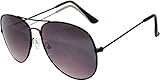 Classic Aviator Sunglasses Smoke Colored Lens Black Metal Frame Unisex