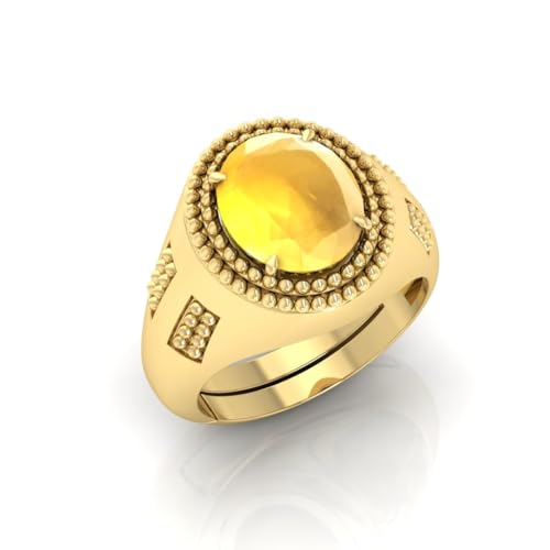 Bague saphir jaune en panchdhatu plaqué or pour sublimer vos tenues quotidiennes
