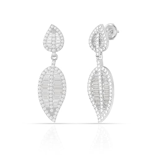 Image of 925 Sterling Silver Long Earrings for Women | Elegant Drop Dangler Earrings | Hypoallergenic Rhodium Plated Anti-Tarnish Lightweight Silver Jewellery | Daily Wear | Gift for Wife, Girlfriend, Mother, Sister | Birthday, Anniversary, Rakhi
