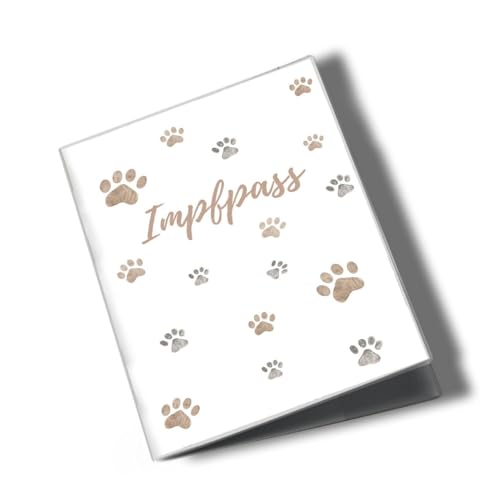 Wilhelm Fell Impfpasshülle für Tiere I Personalisierbar für deinen Hund I Persönliche Geschenkidee für Haustierbesitzer I Schutzhülle für den Impfpass für Haustiere (Pfote Beige)