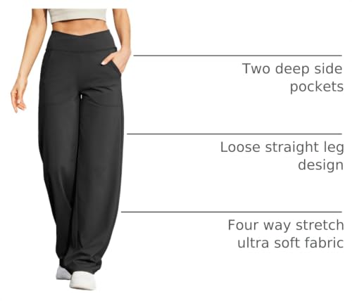 G4Free Wide Leg Pants for Women Flare Dress Yoga Pants with Pockets Stretch Lounge Business Casual Work Pants(Black,M,31") - image 4