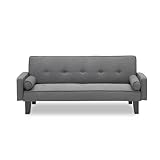 Anwick 72" Sleeper Sofa Bed,Convertible Sofa Couch Bed Includes Two Pillows Dark Grey Cotton Linen S