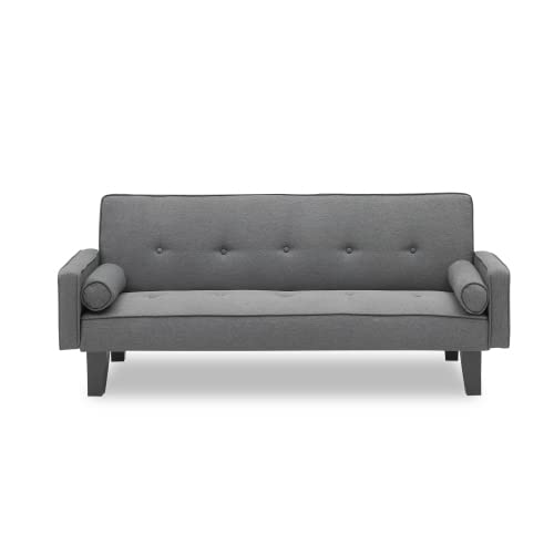 Anwick 72" Sleeper Sofa Bed,Convertible Sofa Couch Bed Includes Two Pillows Dark Grey Cotton Linen Sofa Bed For Living Room (Dark Grey) #TOP10