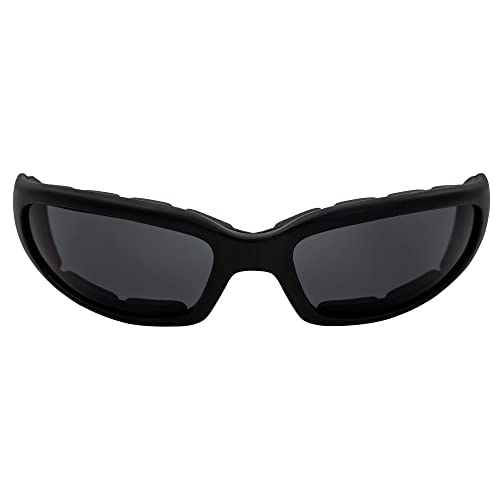 Chicago Foam Padded Smoked Lens Sunglasses - Motorcycle ATV Sports Eyewear Black Frame With Shatterproof Lenses2