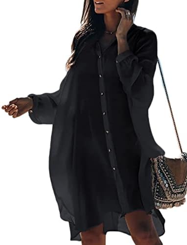 Bsubseach Women Embroidered Half/Long Sleeve Swimsuit Cover Up Mini Beach Dress