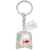 VEOWOO Goldfish Keychain– Fish Keychain Bag Charms for Women with Fish in Goldfish Water Bag Pendant,Cool Key Chains Gifts for Goldfish Lovers,Girls,Friends