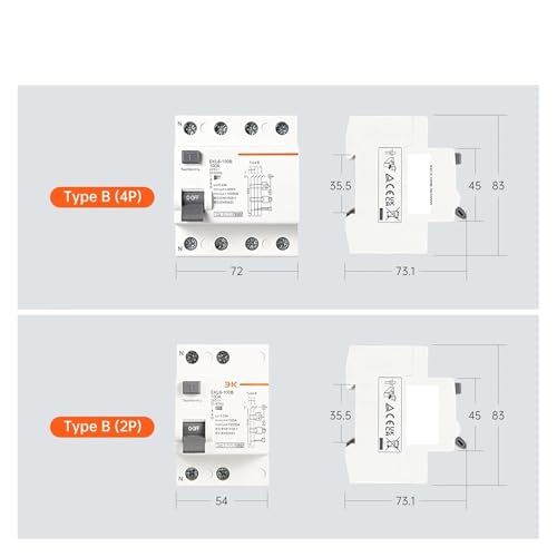 Disyuntor de corriente residual de alta sensibilidad EKL6-100B para panel 2P 3