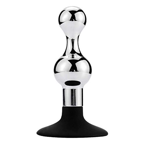 Plug Feito De Alumínio Polido com Ventosa Em Silicone Com 2 Esferas Em Tamanhos Gradativos 8,7 X 2,5