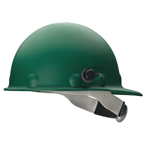 FIBRE-METAL Honeywell Safety by P2AQRW74A000 Super Eight Fiber Glass Cap Style Ratchet Hard Hat with Quick-Lok, Green Medium