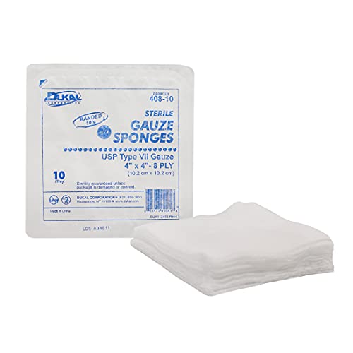 Dukal 408-10 Gasas, Tipo VII, Estériles, Premium de 8 capas, 4" x 4", Paquete de 1280 miniatura 1