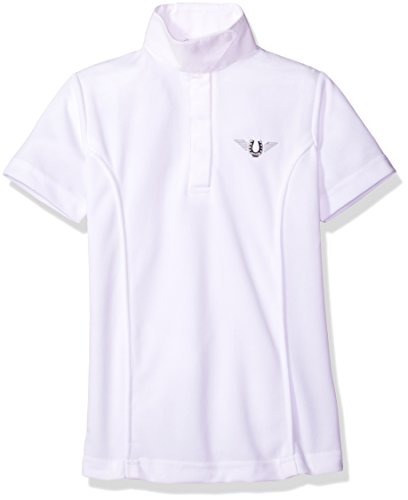 TuffRider Girl's Kirby Kwik Dry Short Sleeve Show Shirt, White/White, Medium