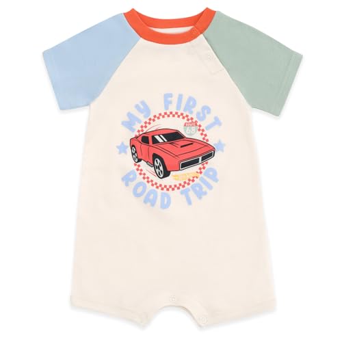 Hot Wheels Newborn Baby Boys 2 Pack Rompers Beige 6-9 Months - image 3