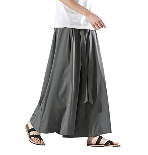 Pantalon de Kung Fu homme grande taille 3XL en tissu soie glacée léger