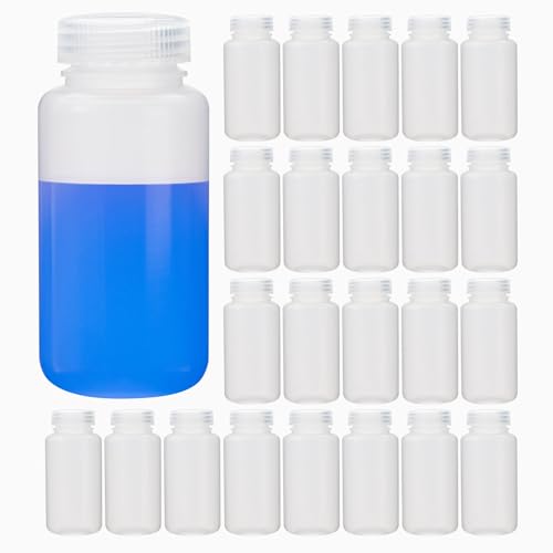 Biologix 500ml(16oz) Sterile PP Clear Reagent Bottles, 100PCS Plastic Wide Mouth Reagent Container with Screw for Laboratory, Liquid Storage