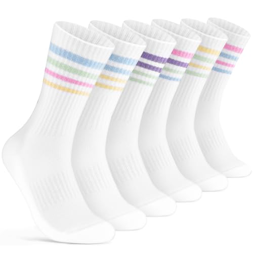 Niorasen - Niorasen Damen Tennissocken 35-38 39-42, Weihnachten Geschenke für Frauen Mädchen Freundin Mama Ehefrau Oma Schwester Tochter Paare, Atmungsaktive Baumwollsocken Bunte Sportsocken Laufsocken 6 Paar - -15%