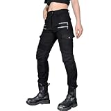 CBBI WCCB Femme Moto Jeans Motocycles Pantalon Motard Pantalon (FR/ES, Tour de Taille & Longueur de l’Entrejambe, 30, 31, Noir)