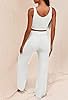 Fixmatti Women's Fuzzy 3 Piece Sweatsuit Open Front Cardigan Crop Tank Tops Wide Legs Pants Lounge Sets Small White #4