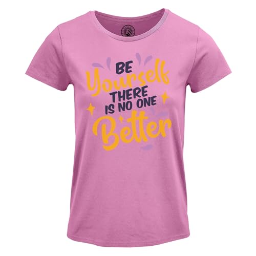 T-Shirt Femme Col Rond Be Yourself en coton confortable avec message inspirant