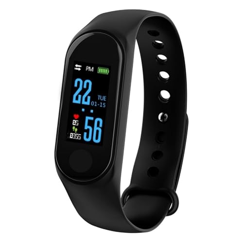 Kikumi Pulsera de Fitness M3 Rastreador de Ejercicios con Monitor de Frecuencia Cardíaca Pantalla HD de 0,96 Pulgadas IP65 Resistente Al Agua para Reloj Inteligente con Notificaciones de Llamadas