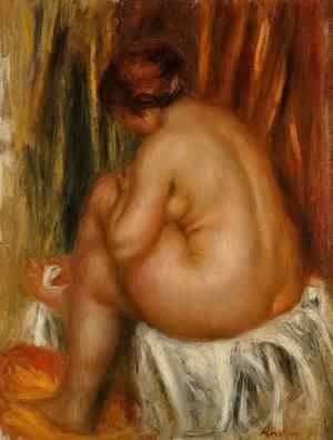 Peinture à l'huile tableau Renoir After Bathing 1910 reproduction d'art nu féminin