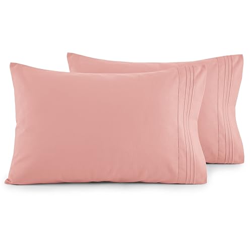 Image of Elegant Comfort Luxury Ultra-Soft 2-Piece Pillowcase Set - 1500 Premium Hotel Quality Microfiber Double Brushed - Wrinkle Resistant, King Size, Dusty Rose