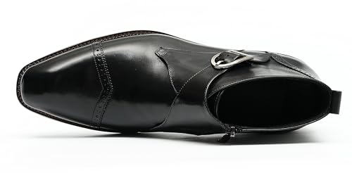 Santimon Chelsea Boots Men Formal Dress Ankle Boots Fashion Formal Genuine Leather Monk-Strap Brogues Chukka Boots Business Casual Wedding Boots for Men4